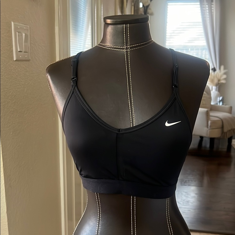 Nike Women's Black Sports Bra with White Logo